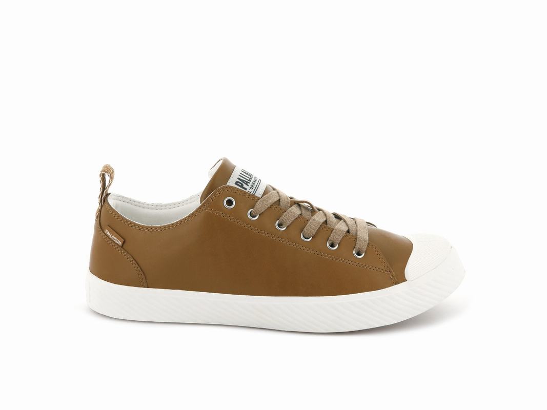 Palladium Pallaphoenix Low Leder Damen Niedrige Sneaker Braun ||940236-PYZ||